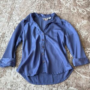 Red Hot Periwinkle Blue Button-up Blouse